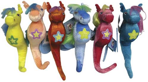 I Sea Horses - Six Collectible plush seahorses, with magical lights, nametag and poem as well as children's book about a magical heard of wild horses that choose a life in the sea