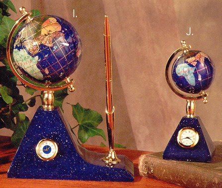 Jere Wright Global - Jeweler Quality Gemstone Globes - Desk Clock Globes